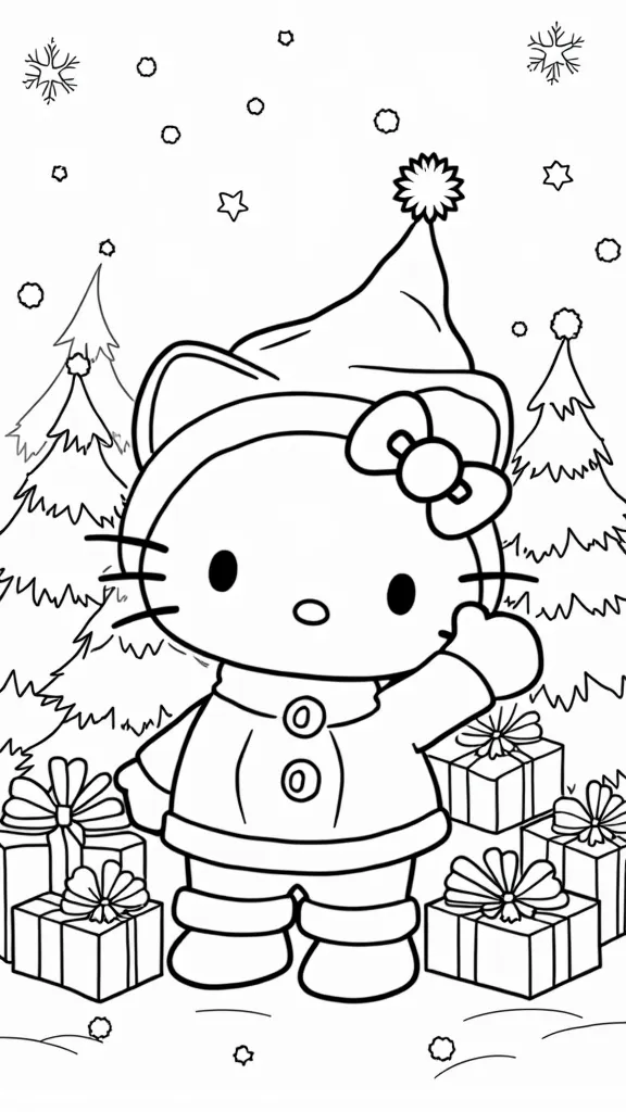 hello kitty navidad para colorear imprimibles